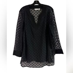 Liz Claiborne Black Sheer Tunic with Tank Top Size XL